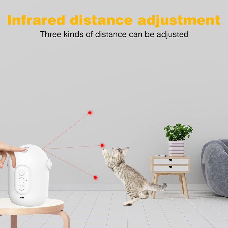 Anazp Cat Toys, Automatic Interactive Cat Toys with 3 Modes&USB Charging, Fast/Slow Mode, Silently, Interactive Pointer Cat Toy for Indoor Cats Timing On/Off (Gray-White) - PawsPlanet Australia