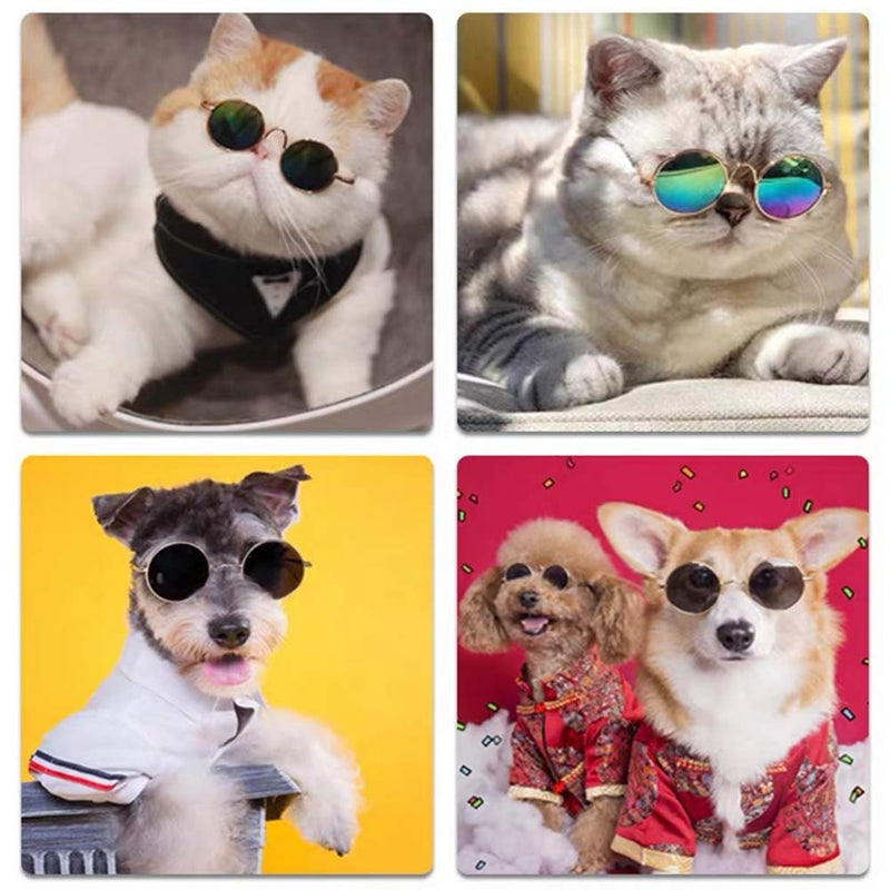 2 Pcs Classic Retro Pet Glasses Pet Sunglasses Pet Eyewear for Dog Cat Cosplay Photos Props - PawsPlanet Australia