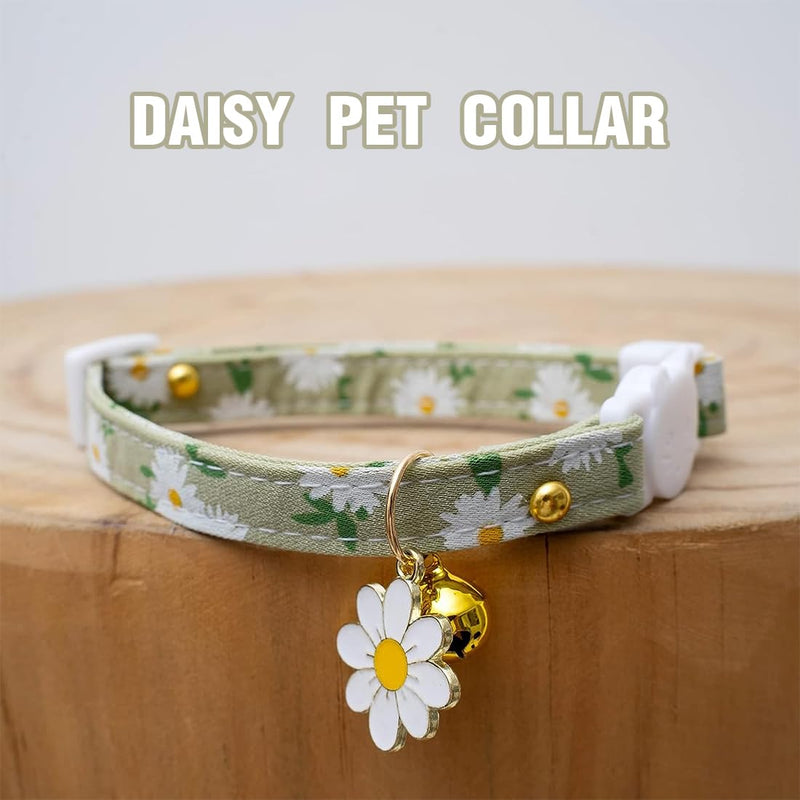 ASYKNM 2 Pack Cotton Cat Collars with Bells, Purple and Green Flower Pendant, Cute Accessories for Girls and Boys, Perfect for Kittens of All Kinds. - PawsPlanet Australia