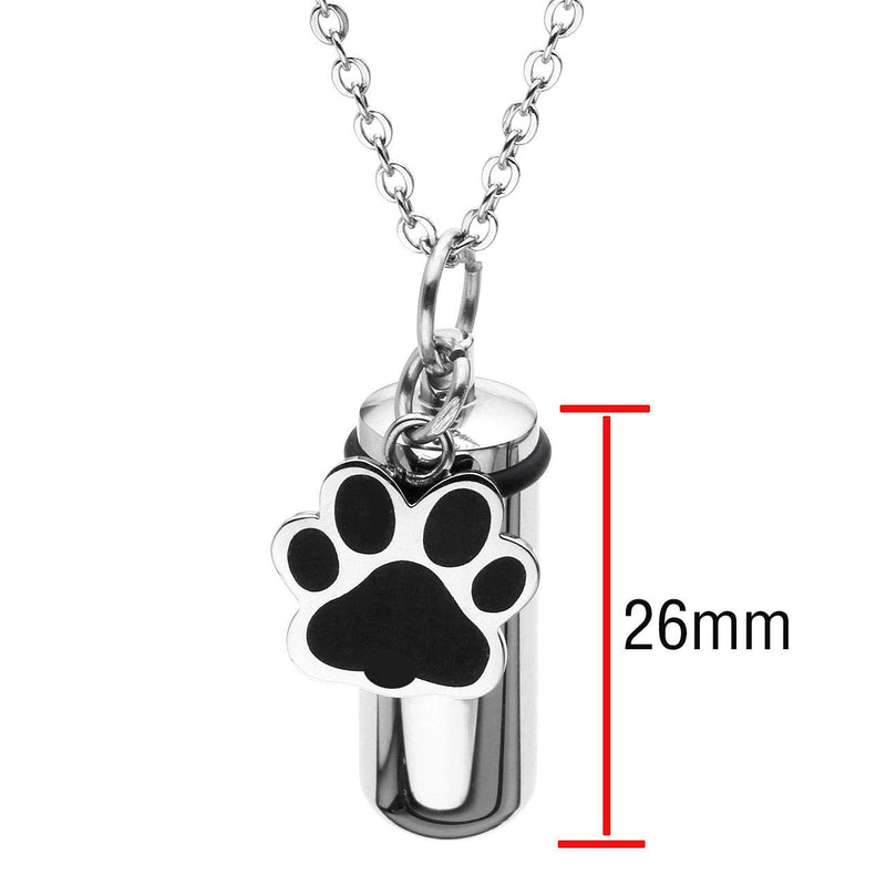 Zysta Pet Puppy Dog Paw Ashes Keepsake Necklace Keyring Set Personalised Custom Cylinder Pendant with Charm Urns Necklaces Keyrings Engraving Ash Holder Container Cremation Memorial Jewellery 1 Piece Necklace Non-Engraving - PawsPlanet Australia