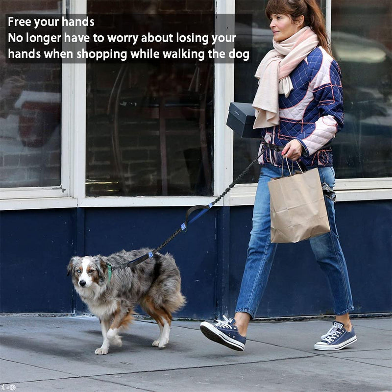 JVHLOV 165-240 cm jogging leash for dogs, retractable leash with double handle and waist belt, elastic and reflective running leash, premium dog leash for running and walking - PawsPlanet Australia