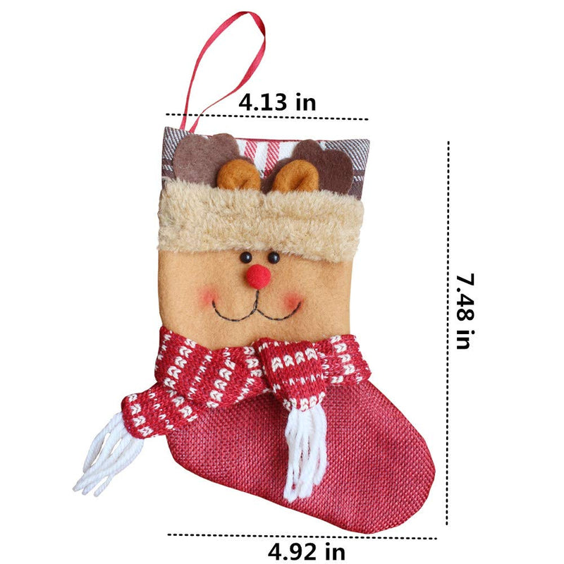 Forze Christmas 3D Decorative Socks Candy Gift Bag, Elk Gift Card Silver Holder Pack 6 Mini Christmas Socks Christmas Tree Decoration Set - PawsPlanet Australia