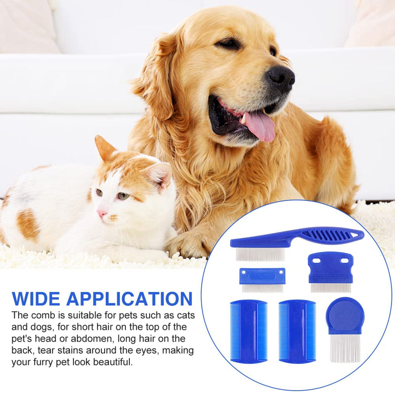 6 Pcs Cat Dog Flea Comb, Pet Tear Stain Remover Comb Set, Pet Dog Cat Grooming Comb, Flea Tear Stain Remover Comb, Metal Tooth Removal Combs for Effective Against Fleas as picture show - PawsPlanet Australia