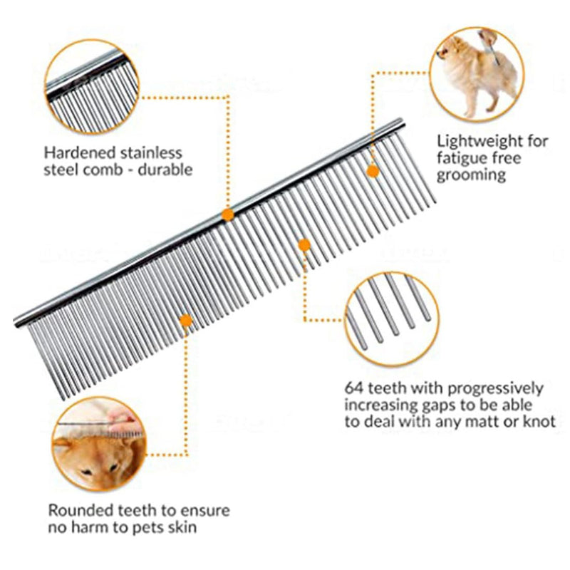 JOCXZI 1 piece stainless steel dog salon combs, pet grooming comb, rounded teeth, dog comb for large, medium and small dogs and cats with tangled short/long hair - PawsPlanet Australia