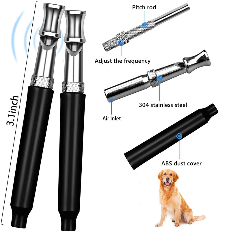 2 Pack Dog Whistle, Ultrasonic Stainless Steel Dog Whistle to Stop Barking Adjustable Dog Whistle with Lanyard Strap to Make Dogs Come to You Professional Dog Training & Behavior Aids for Large Dogs - PawsPlanet Australia