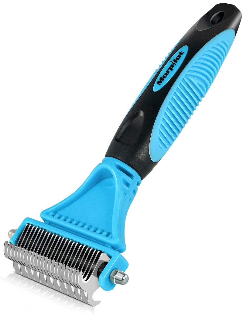 Dog Brush Cat Brush 12+23 Pet Stainless Steel Comb Double Sided DeShedding Tool for Dogs to Remove Unwanted Hair Detangling Knots Blue - PawsPlanet Australia