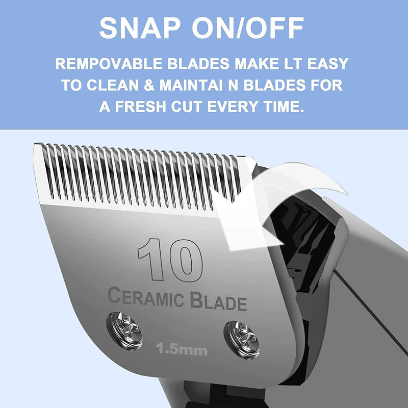 Dog Grooming Replacement Blades Compatible with Andis/Wahl/Oster, Removable Ceramic Blade and Stainless Steel Blade, 3pcs 3PC /10# 1.5mm - PawsPlanet Australia