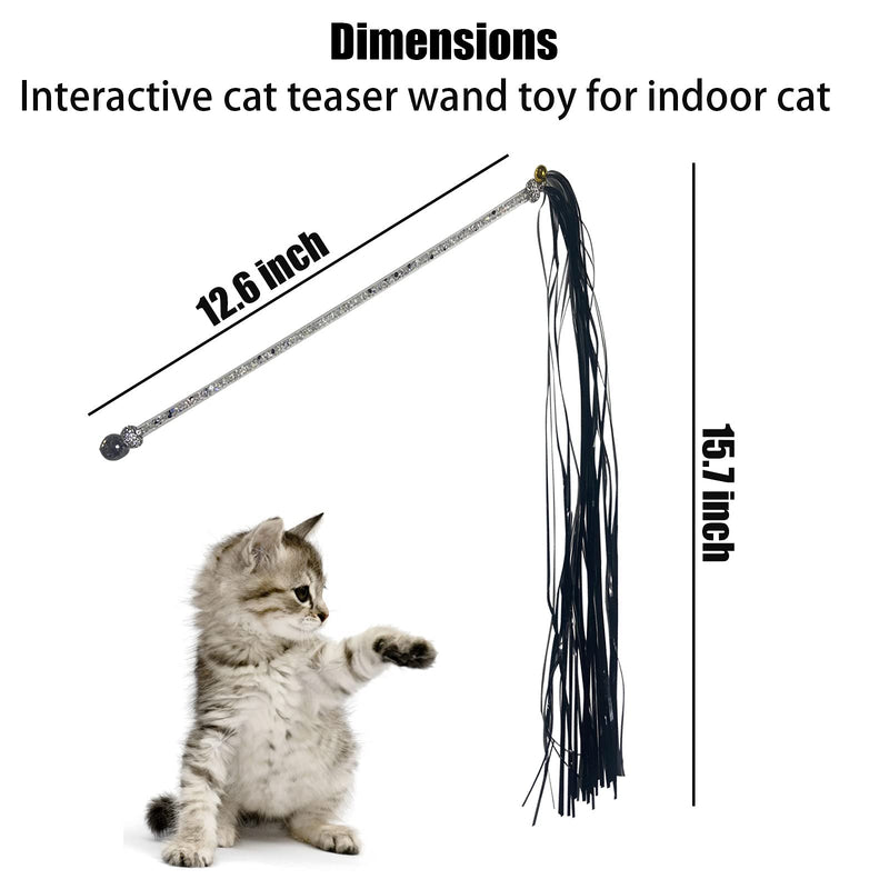 Whefory Cat Interactive Teaser Wand Toy,cat Toys with Tassels Worms Catcher for Indoor Ourdoor Cats,3pcs(Black,Pink,Blue) - PawsPlanet Australia