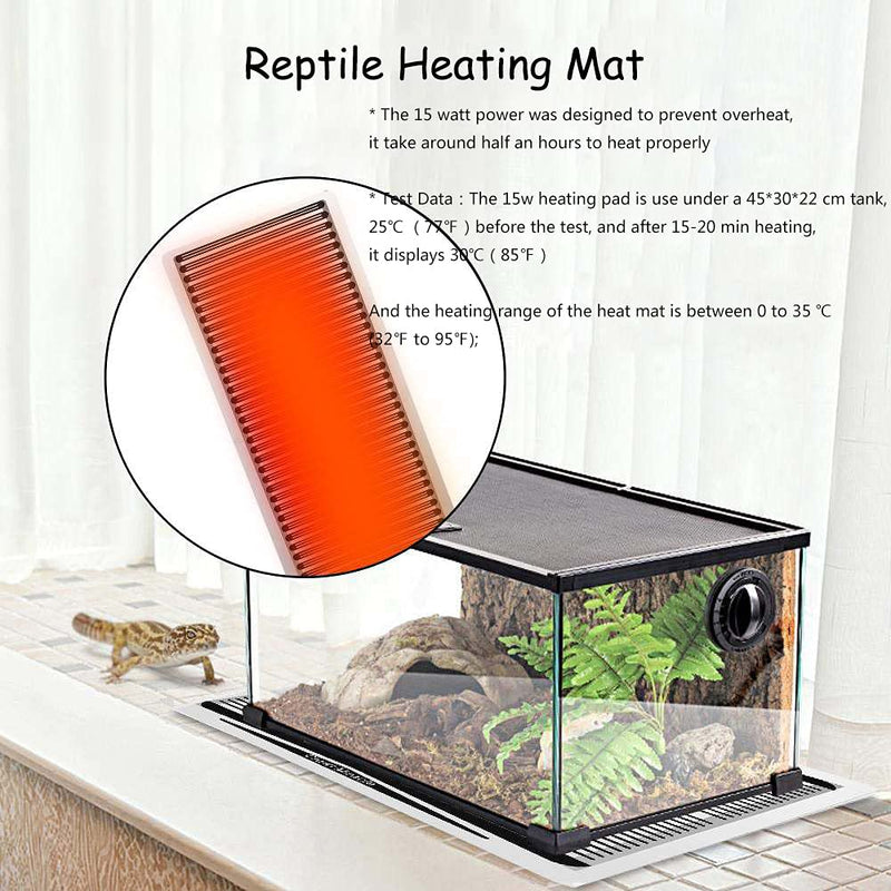 YOUMU Reptile Heating Pad-(5W/15W/25W/35W) Temperature Adjustable Terrarium Heat Mat for Turtle/Snake/Frog/Lizard/Small Animals/Plant Box 15W(8.66in*9.84in) - PawsPlanet Australia