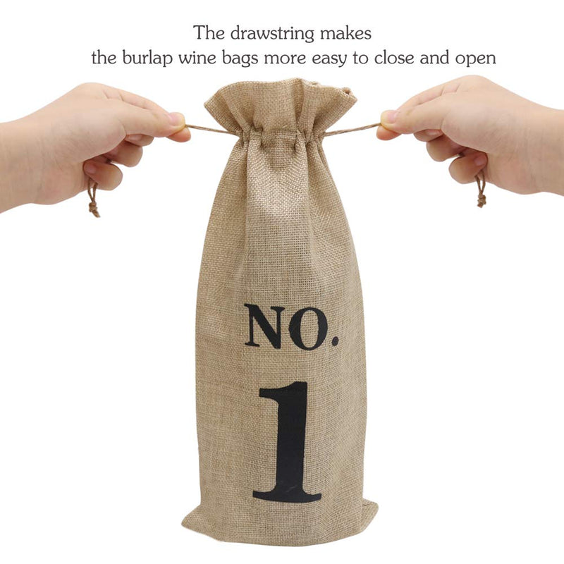 HRX Package 10pcs Burlap Wine Bags with Tags for Blind Wine Tasting, Numbered Hessian Cloth Glass Bottle Gift Bags for Christmas Wedding Party Decoration - PawsPlanet Australia