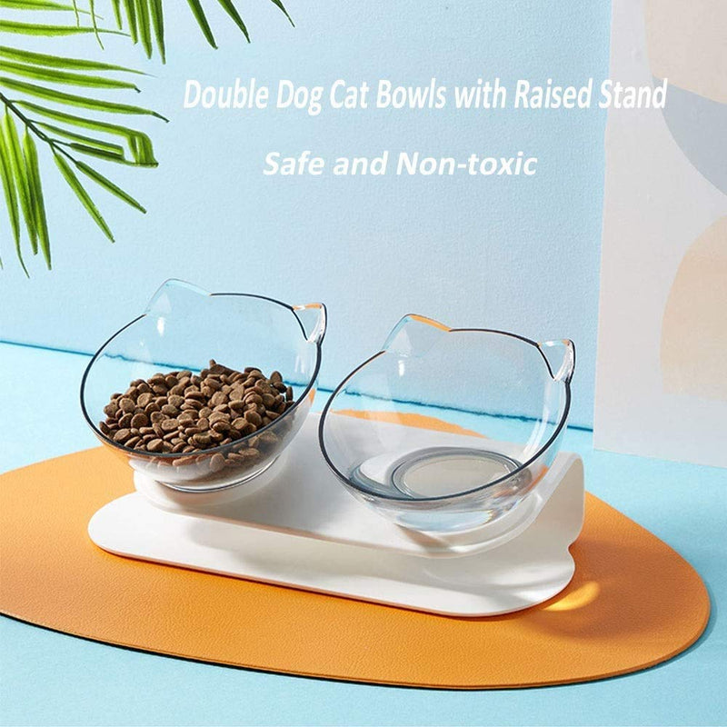 ARTLoe Cat Bowl, Raised Cat Feeding Bowl, Cat Bowls Pet Food Feeder, 15° Tilted, Pet Feeding Bowl, Anti-Slip Transparent Cat Food and Water Bowl for Cats and Dogs, Protect Pets Cervical Vertebra - PawsPlanet Australia