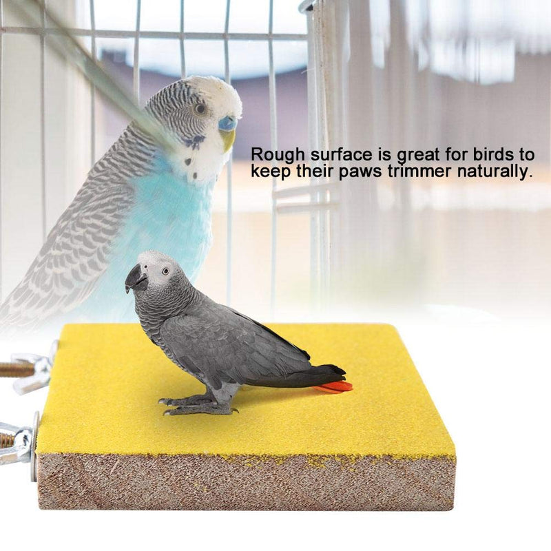 Bird Perch Stand Natural Wooden Rough Platform Frosted Board Bird Cage Perches Playground Paw Grinding Toys for Pet Parrot Hamster Squirrel(Yellow) Yellow - PawsPlanet Australia