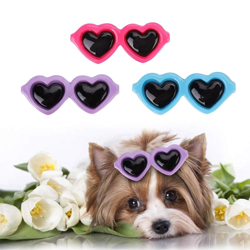 Hffheer 3Pcs Pet Hair Hairpin, Mix Colors Dog Hair Clip Glasses Shape Pets Hair Clip Dog Puppy Bow Patter Hair Clip Pet Grooming Bows(A) A - PawsPlanet Australia