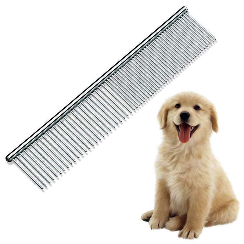 ZIMINGU Stainless Steel Pet Grooming Comb, Shedding Comb Tool Poodle Finishing Butter Comb Professional Cat and Dog Grooming Comb - PawsPlanet Australia