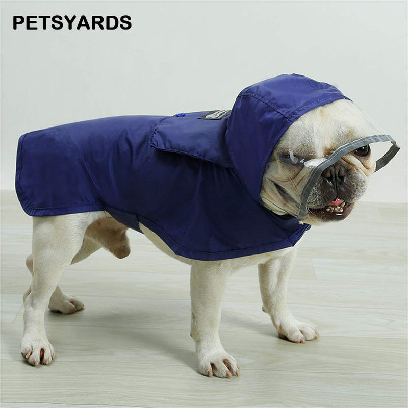 Pet Raincoat Packable Hooded Dog Rain Jacket Reflective Strips Lightweight Adjustable Poncho for Small Medium Large Dogs XS (Pack of 1) Blue - PawsPlanet Australia