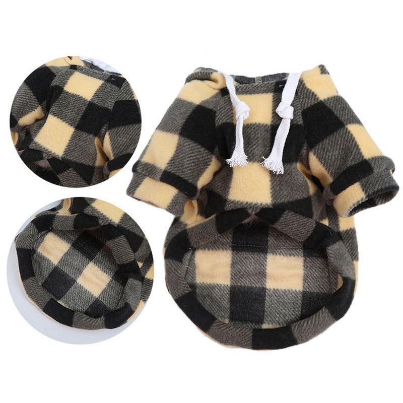 DOPI Big Dog Winter Coat Pet Plaid Hoodie Jacket Reversible Vest Cold Weather Dog Cat Clothes Pet Apparel for Medium Large Dogs Labrador Clothing (XX-Large,Yellow) XX-Large Yellow - PawsPlanet Australia