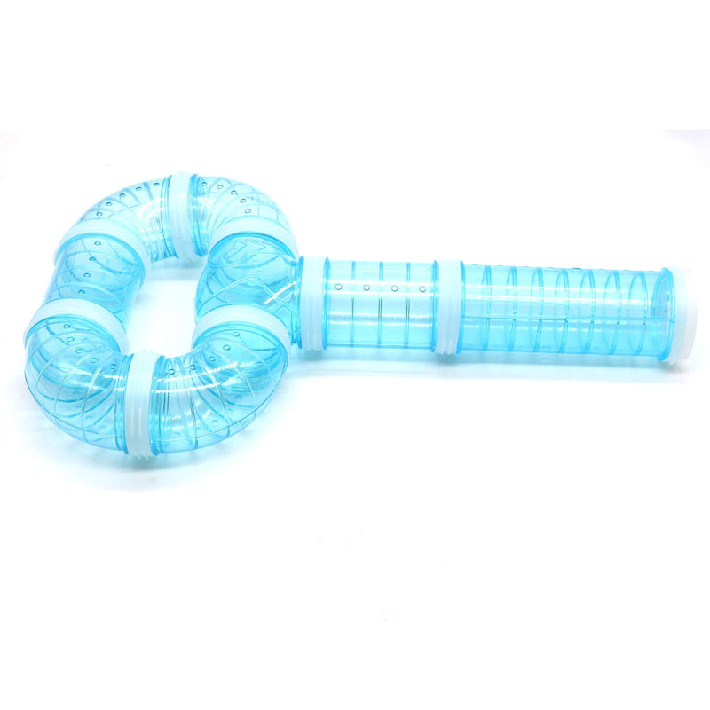 Hamster Tube Set, 8 Pack Transparent Curved Pipe Pet Cage Tunnel Hamster Toy DIY Creative Connection Tunnel External Sports Tube for Mouse Hamster Rat and Other Small Animals Blue - PawsPlanet Australia