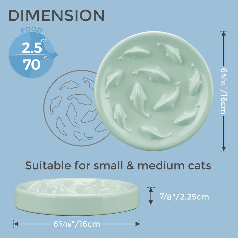 MSBC Pet Slow Feed Dish for Cats and Small Dogs - Fish Pool Design, Fun Interactive Bloat Stop Puzzle Feeder Bowl Healthy Eating Diet Food Grade Material Easy to Clean Dishwasher Safe S Green - PawsPlanet Australia