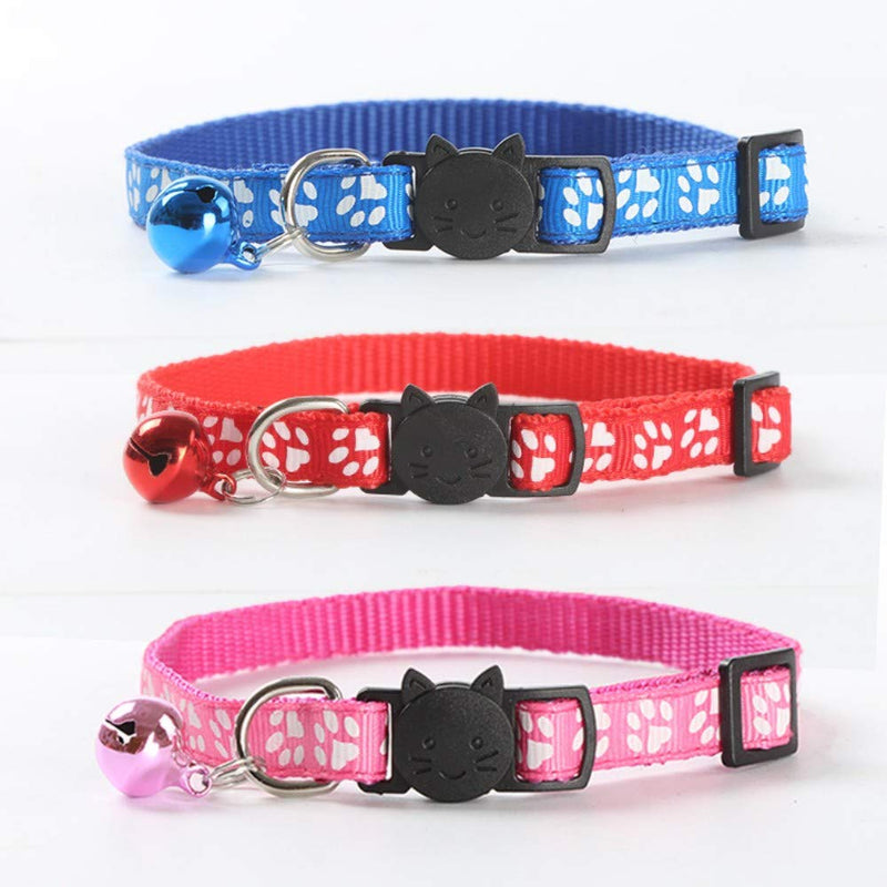 UngFu Mall 6PCS Reflective Cat Collars Adjustable Pet Collars Safety Buckle with Bell - PawsPlanet Australia