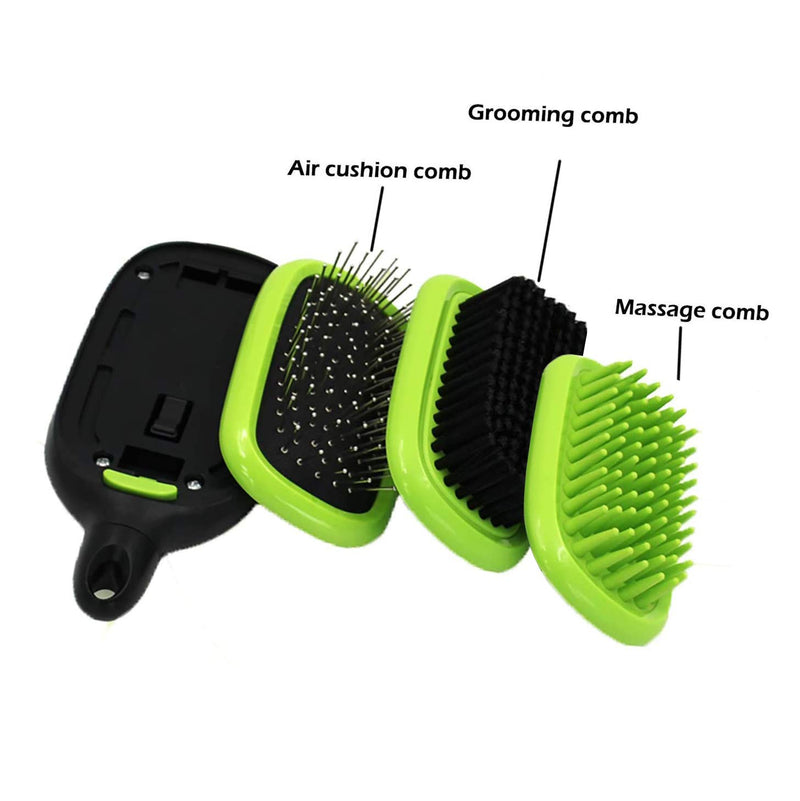 XLKJ 3 in 1 Pet Grooming Brush Set,Massage Bath Brush Air Cushion Brush Flocking Brush Kit,Dogs Cats Puppy Pet Combs for Short & Long Hair Massaging Bathing - PawsPlanet Australia