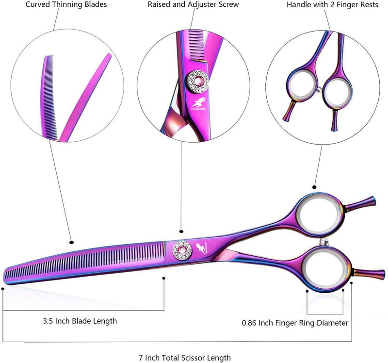 Dog Grooming Scissors Pet Thinning Scissors Curved Scissors For Dog Professional Left And Right Handed Scissors Pet Shear Safe And Sharp Dog Shears Trimming Scissors For Pet Groomer Or Family DIY Use 7.0"Double tail scissor with finger rest 5 - PawsPlanet Australia