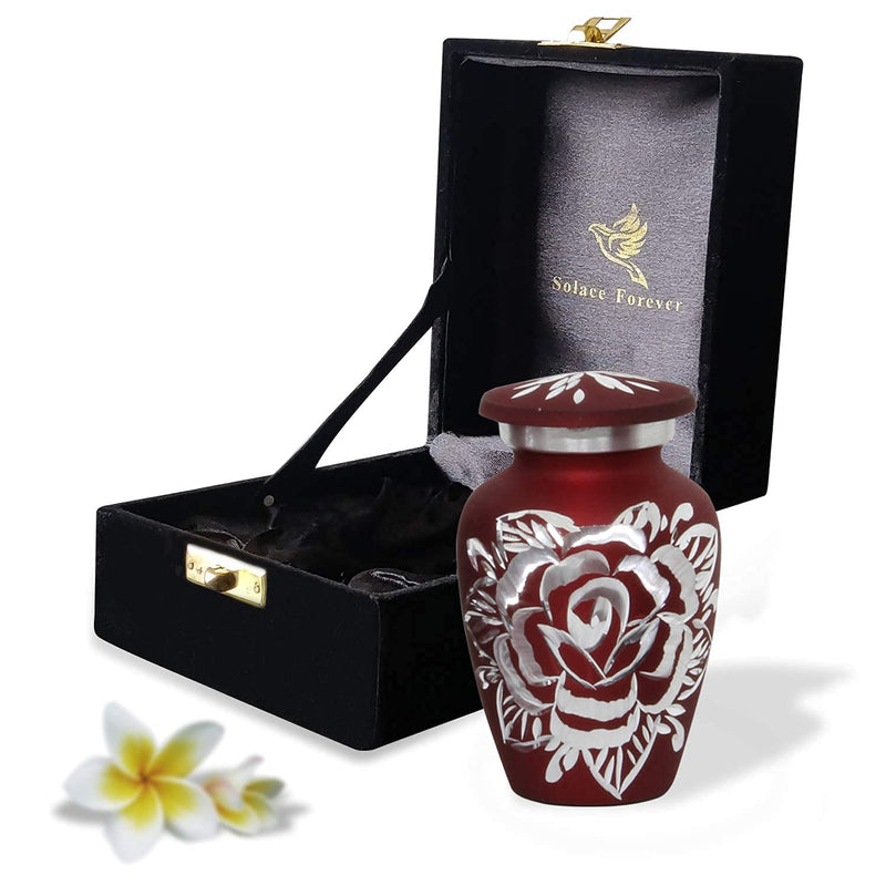 Small Keepsake Urn - Red Rose Mini Ashes Urn - Premium Box & Bag Included - Mini Cremation Funeral Urn for Ashes - Honour Your Loved One with Memorial Urn Red - Perfect for Adults & Infants - PawsPlanet Australia