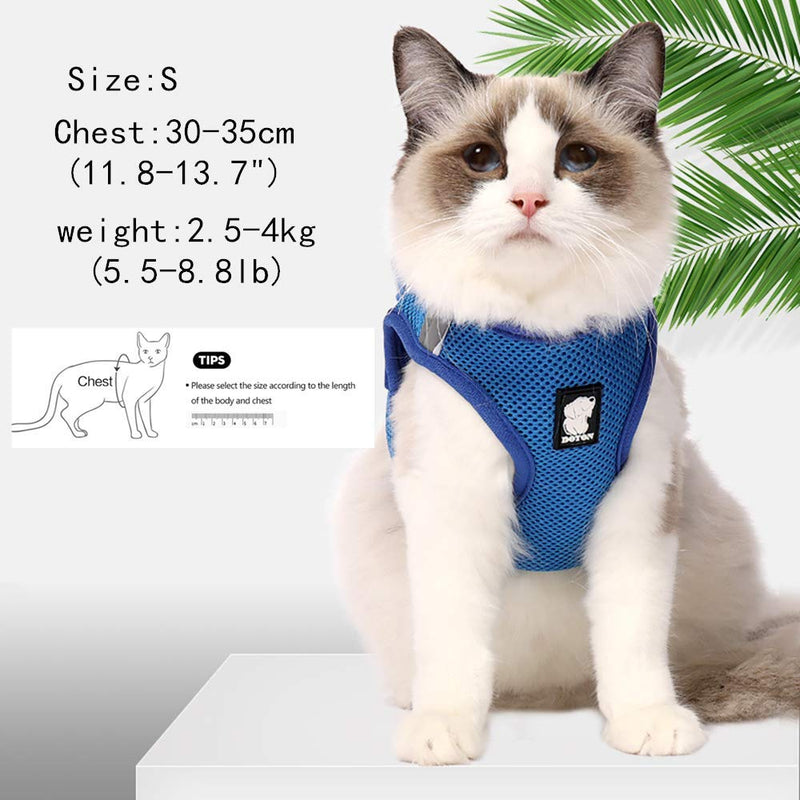 N\A Cat Harness and Leash Set Kitten Mesh Padded Vest Harnesses Escape Proof Reflective No Pull Adjustable for Puppy Running Cat Walking Jacket 1pcs Blue S - PawsPlanet Australia