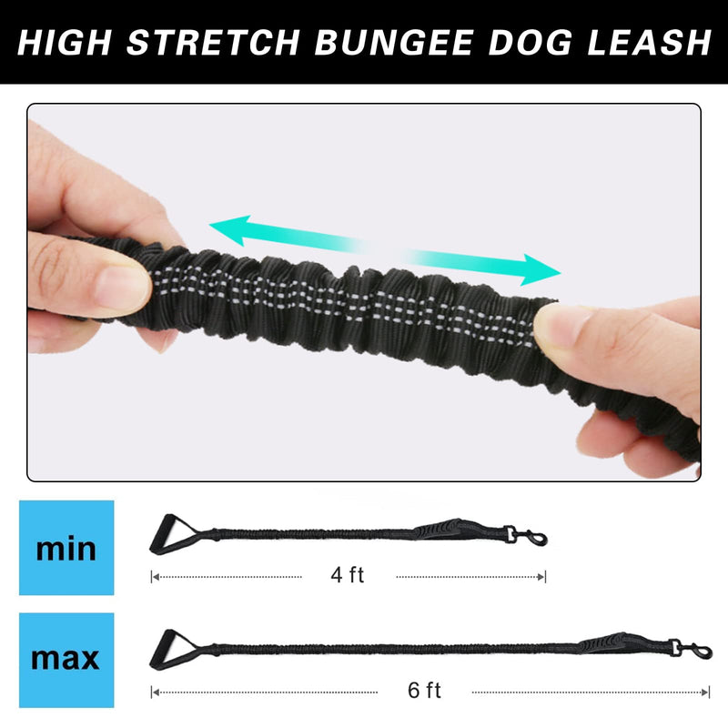 Soft Handle Leash,4-6FT Dog Bungee Leash,Heavy Duty Elastic Bungee Dog Leash,Reflective Nylon Training Leash with Soft Double Handle Padded,Suitable for Medium and Large Dogs (Purple, 4-6FT) Purple - PawsPlanet Australia
