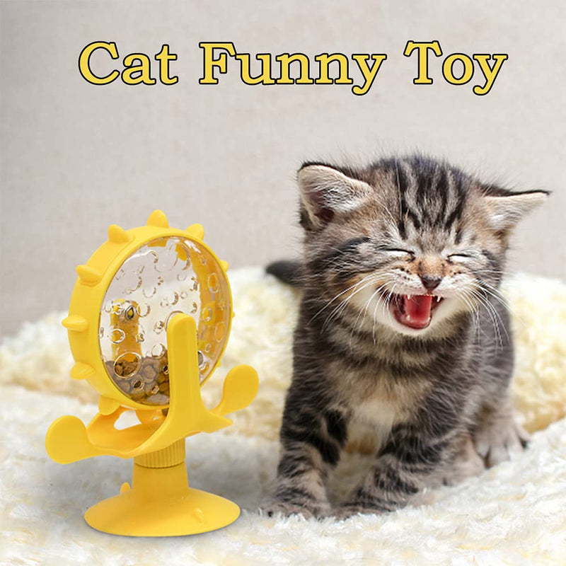 BOW CALICO Cat Toys,Interactive Cats Toy,Windmill Turntable Teasing Cat Toy,Food-Dispensing Cat Toy, Funny Interactive Training Pet Play Toy with Suction Cup - PawsPlanet Australia