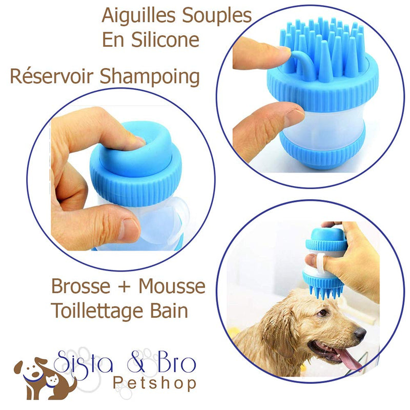 Sista & Bro Petshop Brush Shampoo Dog Cat Soft Silicone Accessories Grooming Shower Dog Cat Pet Brush Comb Shower Bath Massage Cat Dog with Tank Diffusion Shampoo - PawsPlanet Australia