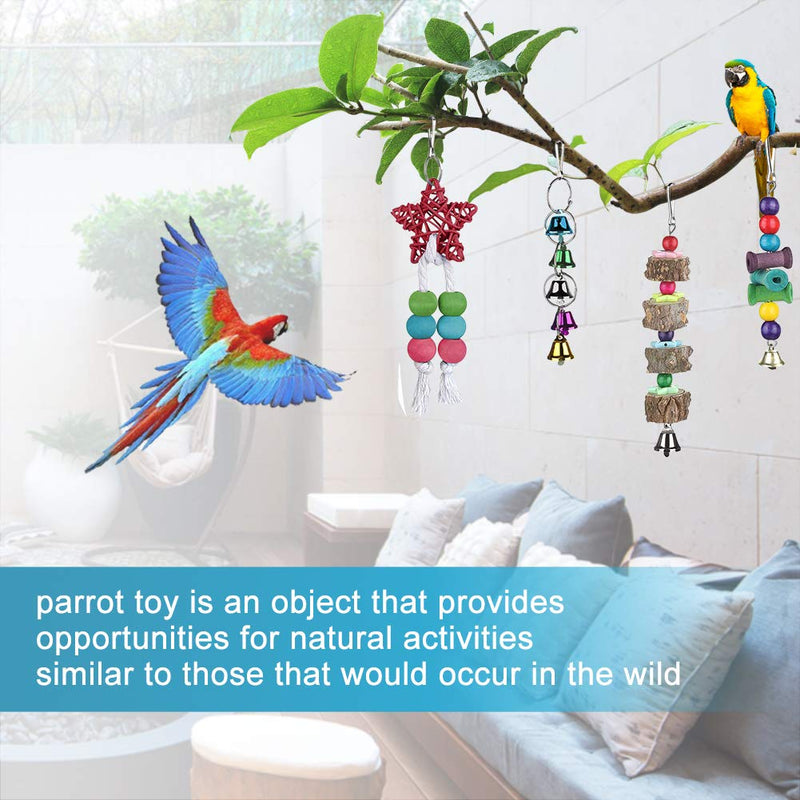 FOXNSK 7 Pack Birds Parrot Toys, Hanging Bell Birds Cage Toys Suitable for Small Parakeets, Cockatiel, Conures, Finches, Budgie, Macaws, Parrots, Love Birds 7 Packs - PawsPlanet Australia