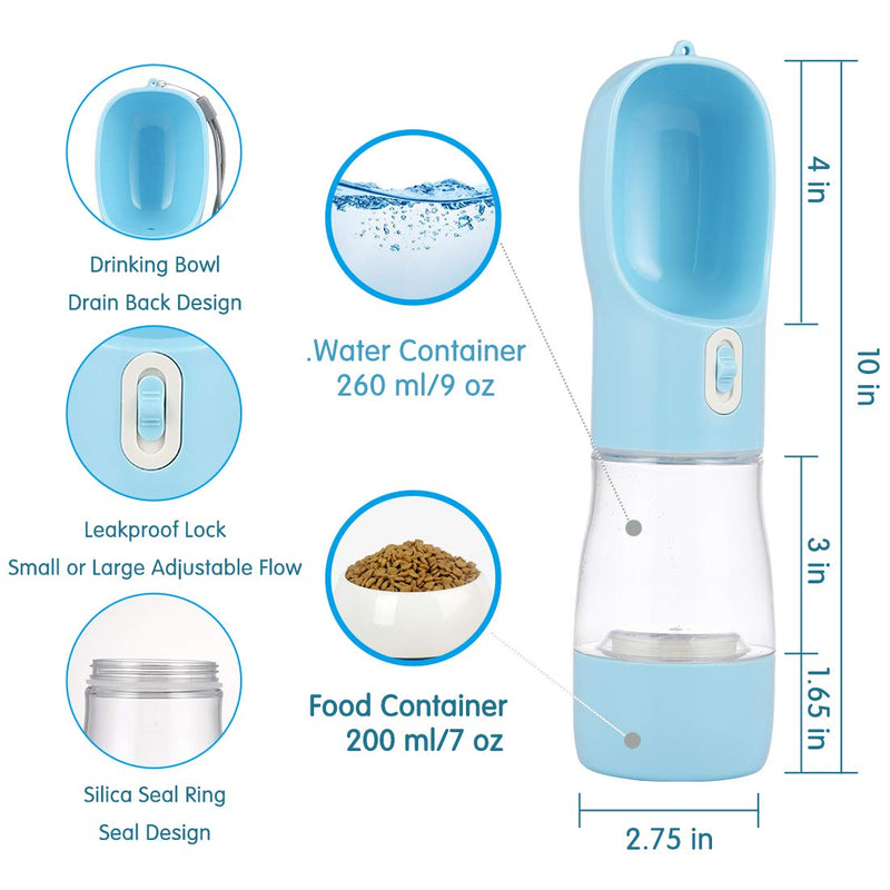 Water Bottle for Dogs, Pet Water Dispenser Feeder Portable 2-in-1 Dog Travel Water Bottle with Bowl, Water Bottle for Walking Hiking Outdoor Blue - PawsPlanet Australia