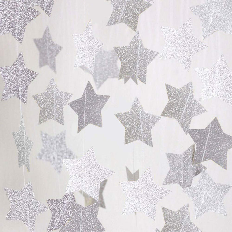 Neo LOONS Star Garland, Sparkling Star Bunting Banner Glittery Star Paper Garland Decoration for Christmas Birthday Wedding Party Baby Shower, 13 feet (Gold+Silver, 2Pack) - PawsPlanet Australia