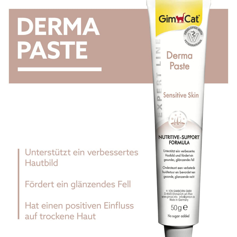 GimCat EXPERT LINE Derma Paste - Functional cat snack supports improved skin appearance and promotes healthy fur - 1 tube (1 x 50 g) - PawsPlanet Australia