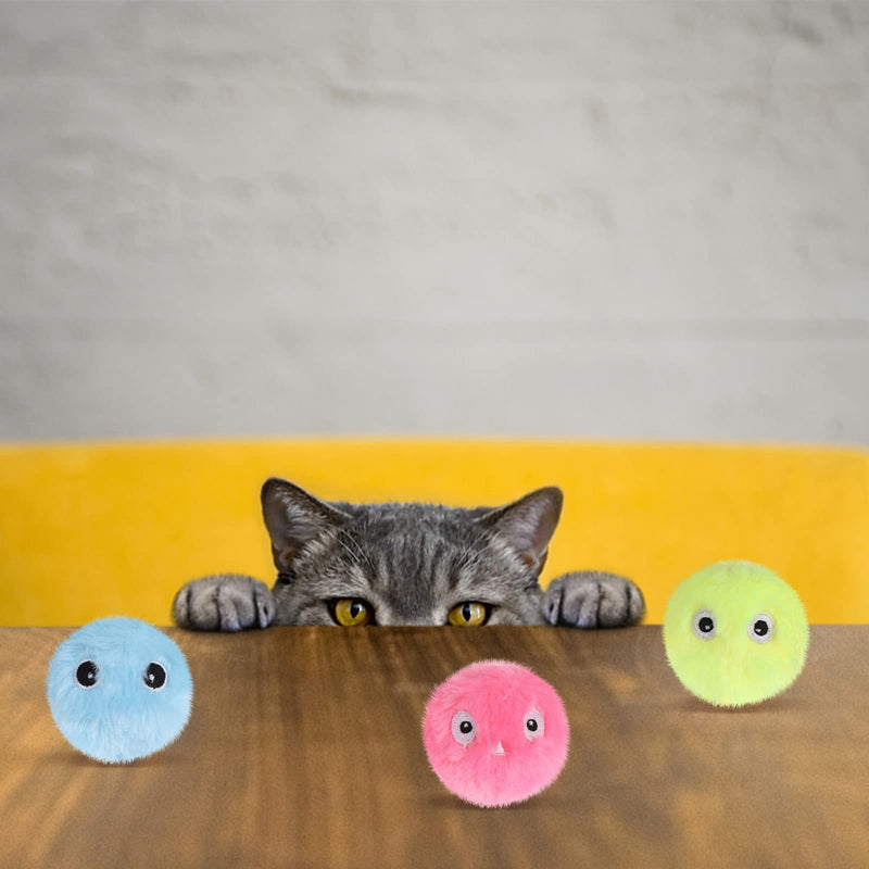 3-Packs Upgraded Fluffy Balls Plush Cat Toys, 3 Realistic Chirping Balls Bird Frog Cricket Catnip Noise Balls for Cat Exercise, Cat Interactive Toy for Kittens - PawsPlanet Australia