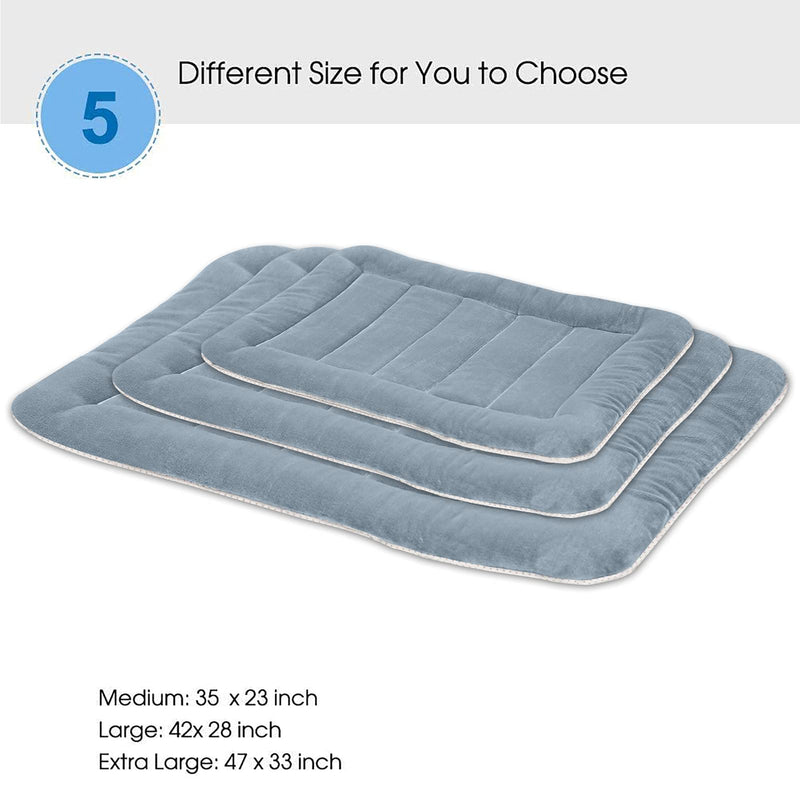 Hero Dog Medium Dog Bed Crate Pad Mat 35 Inch Washable Matteress Anti Slip Cushion for Pets Sleeping Blue Grey - PawsPlanet Australia