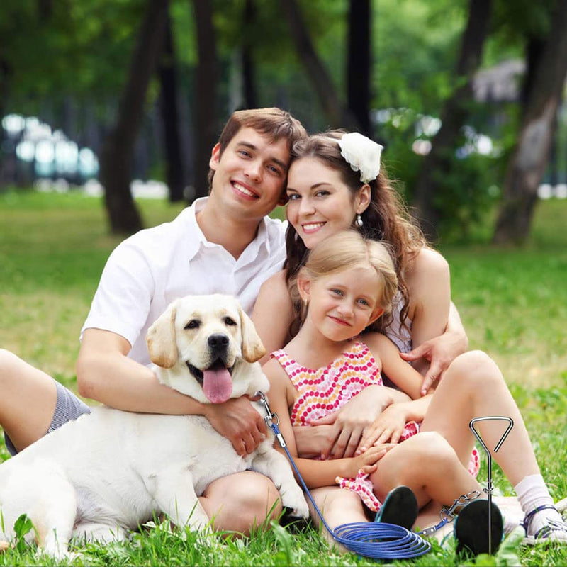 Cable leash for dogs, 15ft mooring peg for dogs, mooring peg with leash, tie out cable for camping, for yard and camping, pet leash for medium to large dogs - PawsPlanet Australia