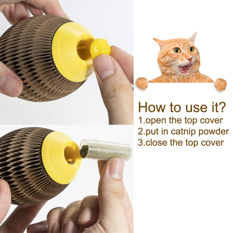 [Australia] - Cat Toys for Indoor Cats, Upgrade Catnip Kitten Toys for Cats, Cardboard Scratch Ball Refillable Catnip Toy Cat Tickle Toy Set with Catnip, Cat Interactive Toys for Kitten Scratching Playing Oval 