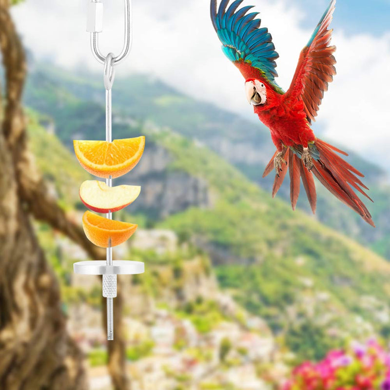 Parrot Skewer Stainless Steel Parrot Fruit Vegetable Food Stick Holder Small Animal Bird Toy Vegetable Skewer Foraging Toy for Parrots/Chinchillas/Small Pets (#2) #2 - PawsPlanet Australia