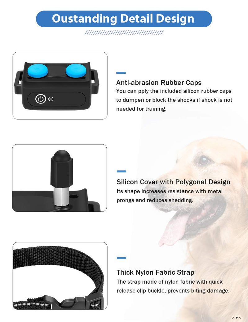 [Australia] - PETDIARY Dog Training Collar, Shock Collar for Dogs with Remote Range Up to 3,300ft Rechargeable and Vibration, Sound, Shocks and Night Light Modes for Large Medium and Small Dogs 