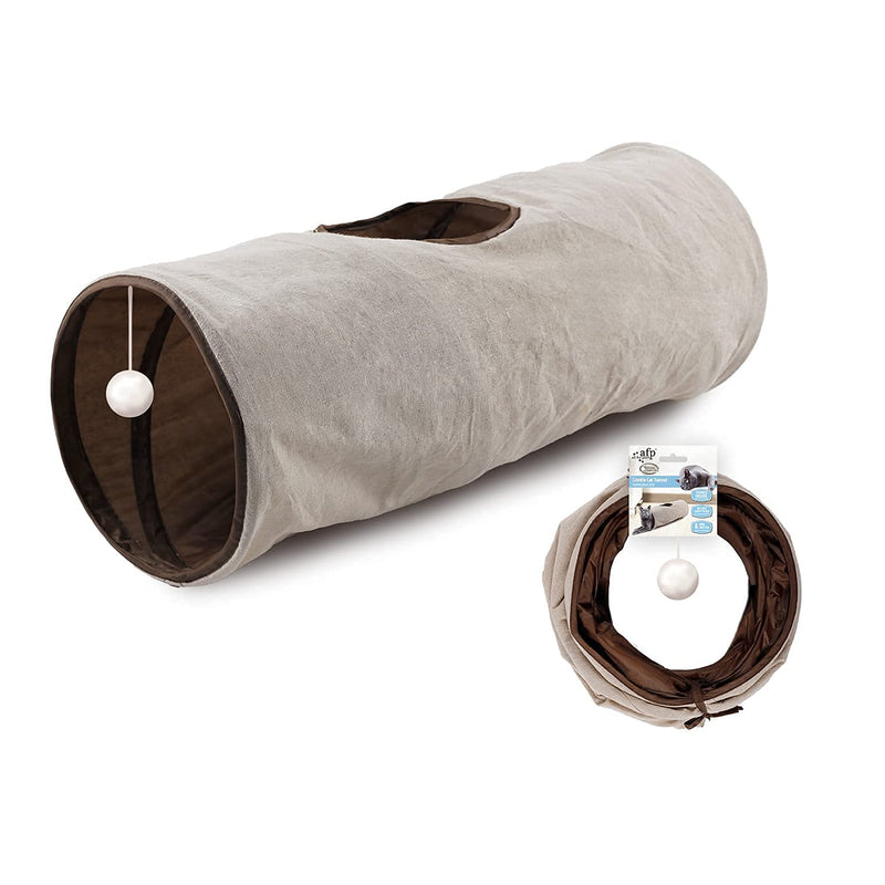 ALL FOR PAWS Cat Tunnel,Cat Tunnels for Indoor Cats,Collapsible,Linen Cloth,Cat Toys for Indoor Cats Interactive,Cat Hideout Tube 62cm Linen Cloth Tunnel - PawsPlanet Australia