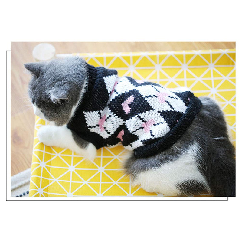 [Australia] - Evursua Cat Clothes Sweater for Kitten Small Dogs, Cats Winter Knit Clothing Warm Soft and High Stretch, fit Pet Male Female M-chest 12inch Navy/pink heart 