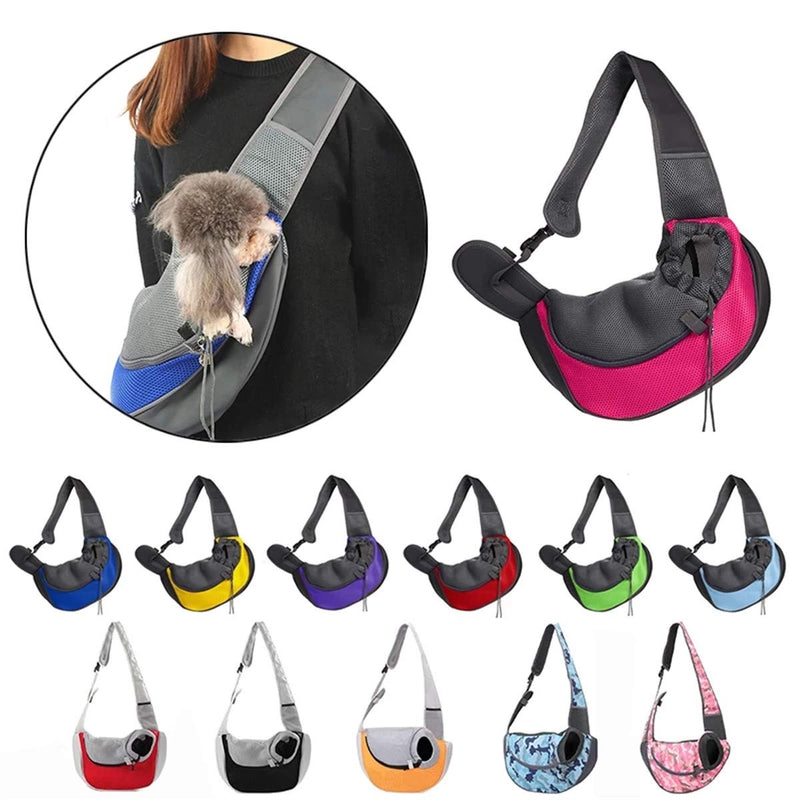 Pet Small Dog Cat Sling Carrier Bag Hands-Free Front Pouch Mesh Oxford Single Sling Shoulder Bag Comfort Outdoor Travel Handbag S(Up to 6 lbs) A-Green - PawsPlanet Australia