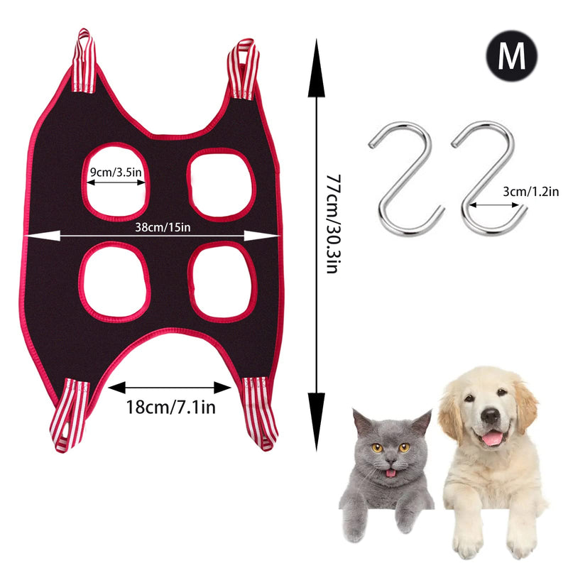 LuckyOpt Dog Grooming Hammock, Breathable Pet Hammock for Grooming with 2 S Hooks, Dog Snake Harness for Nail Clipping Trimming Small & Medium Cats & Dogs (M) M - PawsPlanet Australia