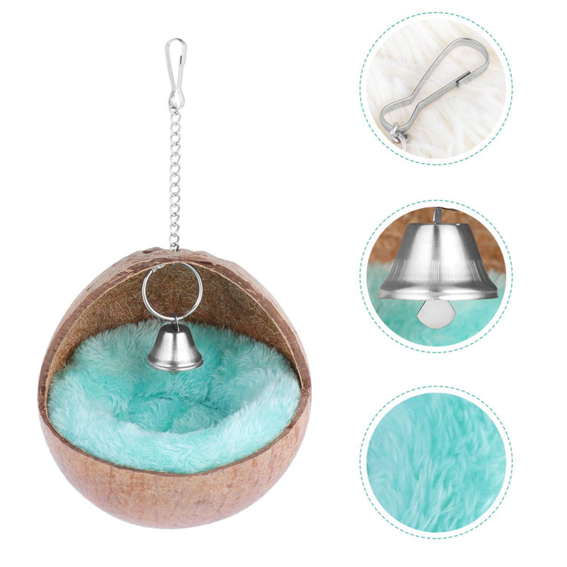 POPETPOP Hamster Nest Hanging Coconut Shell for Birds Warm Sleeping Bed Bird Nest Bird House Resting Place for Hedgehog Squirrel Pig Guinea - PawsPlanet Australia