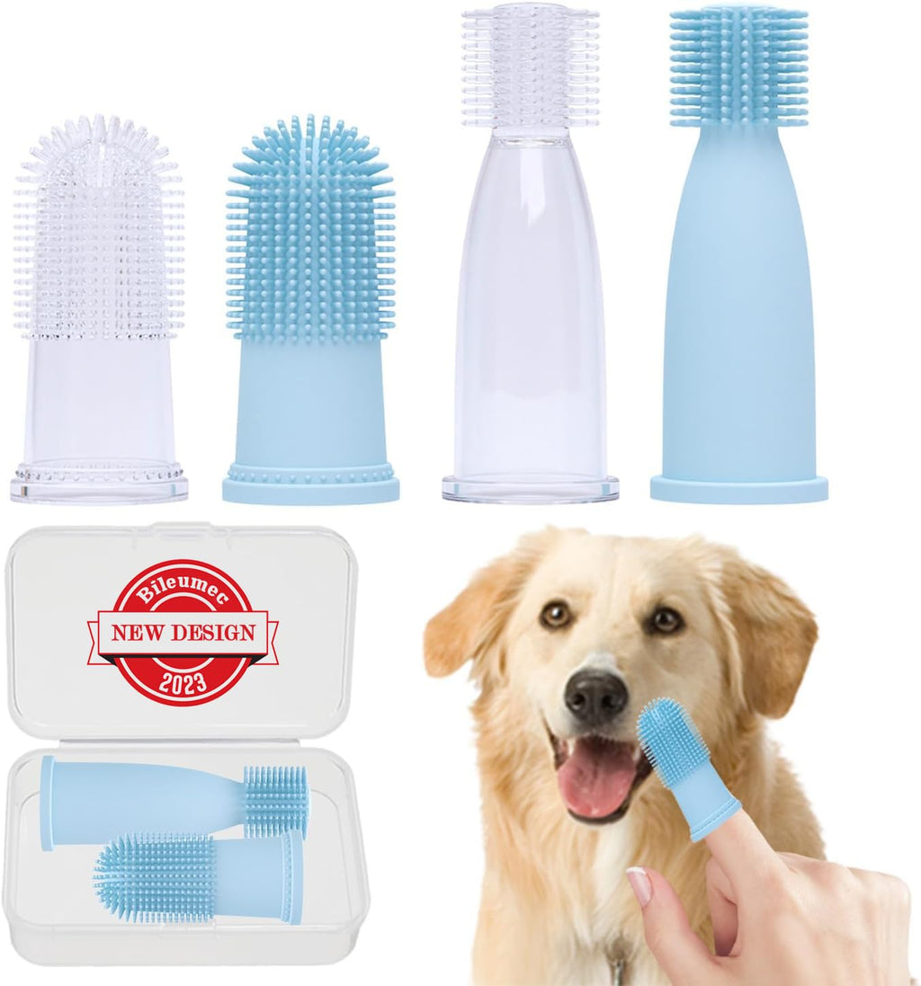 𝟐𝟎𝟐𝟑 𝐍𝐄𝐖 Bileumec dog toothbrush set - effective dental care for dogs and cats with 360º cleaning effect and silicone finger toothbrushes in a pack of 4 - PawsPlanet Australia