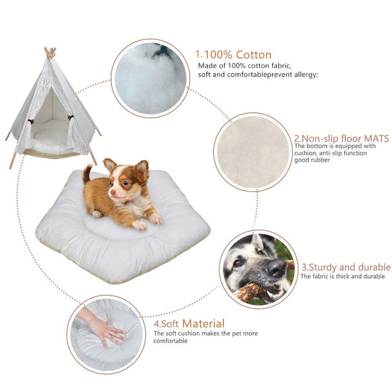 Zhuotop Lace Pet Tent Dog Bed Cat Tipi Kennels Removable Washable Pet Teepee Play House (With Cushion), Small - PawsPlanet Australia