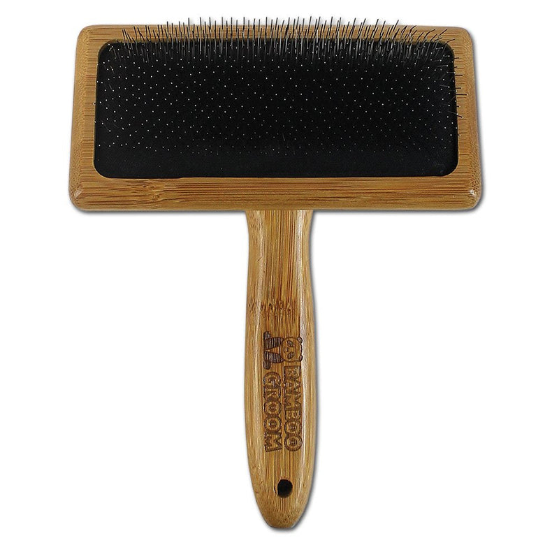 Bamboo Groom Slicker Brush with Stainless Steel Pins for Pets Large - PawsPlanet Australia