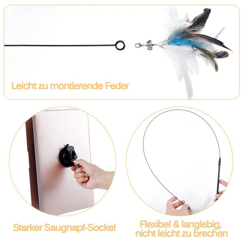 Legendog Interactive Cat Toy Fishing Rod with Feather Toy for Cats Feather Toy with Suction Cup for Kittens Self-employment Cat Stick Toy Bule & White - PawsPlanet Australia