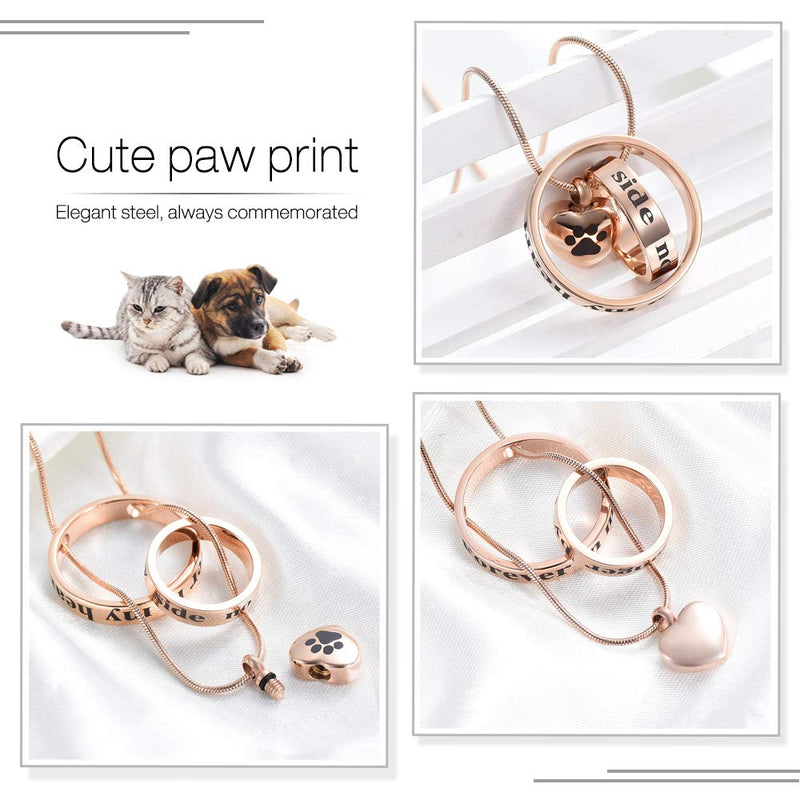 memorial jewelry Forever in My Heart,No Longer by My Side Cremation Pet Urn Necklace Screw Opens and Lock Ashes Pendant Jewelry for Dog Cat RoseGold-Paw - PawsPlanet Australia